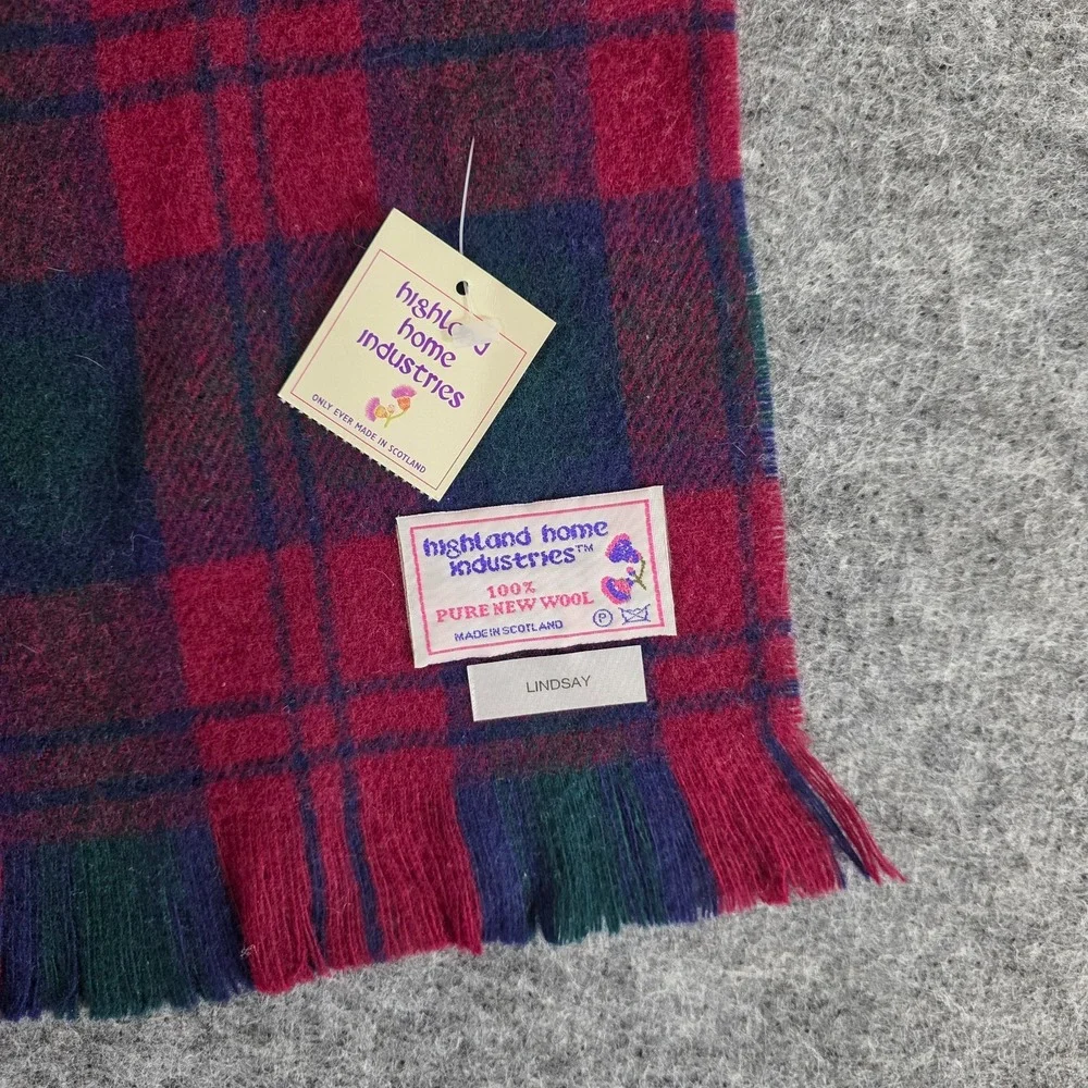 NWT Vintage Highland Home Industries Scarf Tartan Plaid 100%‎ Lambswool Scotland